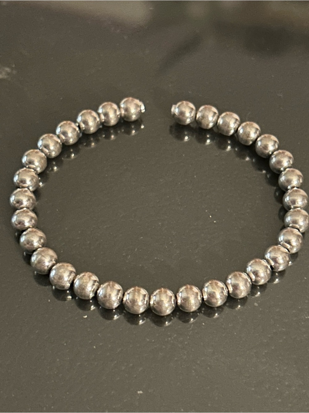 Sterling Silver Beaded Cuff Bracelet - Silver